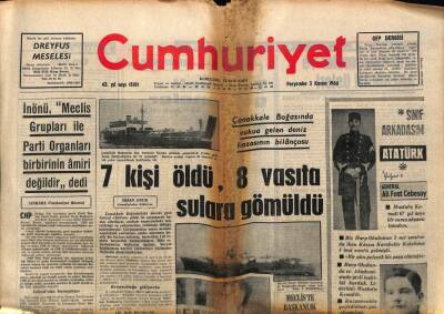Cumhuriyet Gazetesi 3 Kasım 1966 - İstanbul Boğazında Bir Rus Tankeri İle Yunan Şilebi Çarpıştı GZ98178 - 1