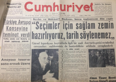 Cumhuriyet Gazetesi 3 Mart 1961 - Devlet Ve Hükümet Başkanı , Basın Toplantısını Dün Yaptı - GZ12603 - 2