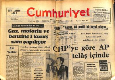 Cumhuriyet Gazetesi - 3 Mart 1968 - CHPye Göre AP Telaş İçinde GZ99513 - 1