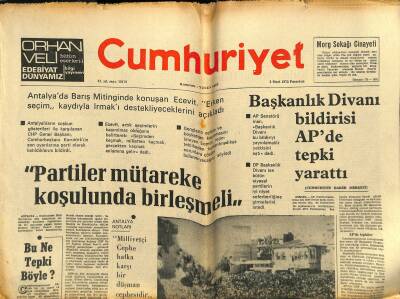 Cumhuriyet Gazetesi 3 Mart 1975 - Motor Sanayii Kurulması İle İlgili Çalışmalar Ertelendi - Başkanlık Divanı Bildirisi APde Tepki Yarattı GZ121860 - 1