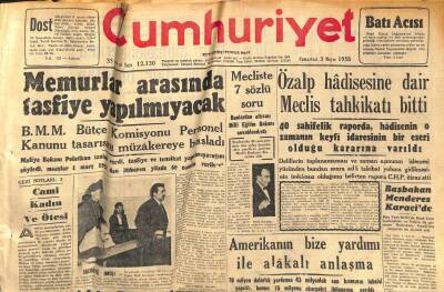 Cumhuriyet Gazetesi 3 Mayıs 1958 - Atatürkün Mareşallık Kılıcı Bulundu - Özalp Hadisesine Dair Meclis Tahkikatı Bitti GZ120424 - 1