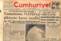 Cumhuriyet Gazetesi 3 Mayıs 1964 - Yunanistanı NATO'ya Şikâyete Karar Verdik GZ160394 - Gökçekoleksiyon
