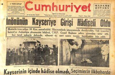 Cumhuriyet Gazetesi 3 Nisan 1960 - İnönünün Kayseriye Girişi Hadiseli Oldu GZ120063 - 1