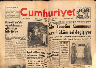 Cumhuriyet Gazetesi 3 Nisan 1964 - Brezilyada Ayaklanma Gittikçe Büyüyor GZ69855 - 2