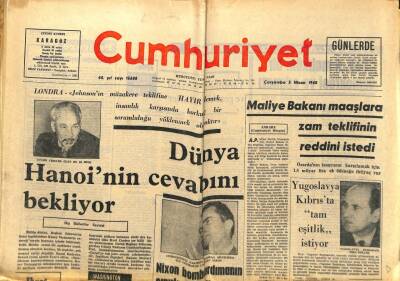 Cumhuriyet Gazetesi - 3 Nisan 1968 - Dünya Hanoinin Cevabını Bekliyor GZ99469 - 1