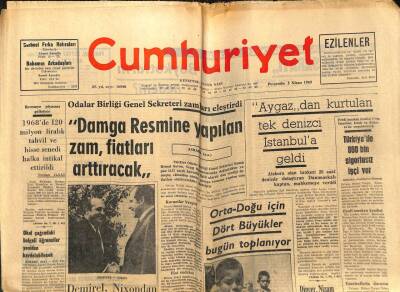 Cumhuriyet Gazetesi - 3 Nisan 1969 - Aygazdan Kurtulan Denizci İstanbula Geldi GZ99541 - 1