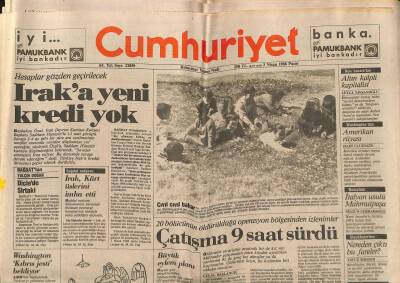 Cumhuriyet Gazetesi 3 Nisan 1988 - Özala Egede Yazlık Aranıyor - Iraka Yeni Kredi Yok GZ123141 - 1