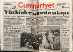 Cumhuriyet Gazetesi 3 Nisan 1991 - Yüzbinler Sınırda Sıkıştı GZ61267 - 2