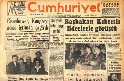 Cumhuriyet Gazetesi 3 Ocak 1957 - Bulgar Casusu Nenov Dün Türkiyeden Ayrıldı - Başbakan Kıbrıslı Liderlerle Görüştü GZ120234 - 1