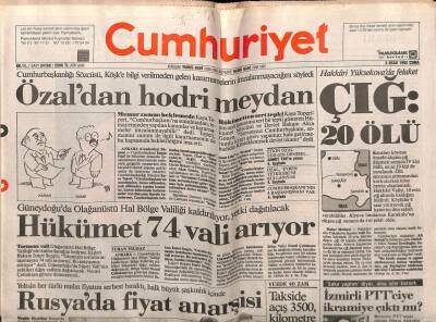 Cumhuriyet Gazetesi 3 Ocak 1992 - Doğum Günü Hediyesi GZ55525 - 1
