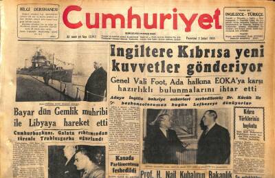 Cumhuriyet Gazetesi 3 Şubat 1958 - Edirnede Büyük Bir Kahve Kaçakçılığı - İngiltere Kıbrısa Yeni Kuvvetler Gönderiyor GZ120382 - 1