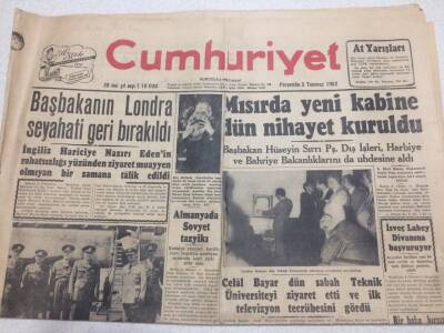 Cumhuriyet Gazetesi 3 Temmuz 1952 - Mısırda Yeni Kabine Kuruldu GZ52839 - 1