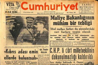 Cumhuriyet Gazetesi 3 Temmuz 1956 - Poznanda 1000 Kişi Öldürüldü - Gnl. Templer Ankarada GZ119826 - 1