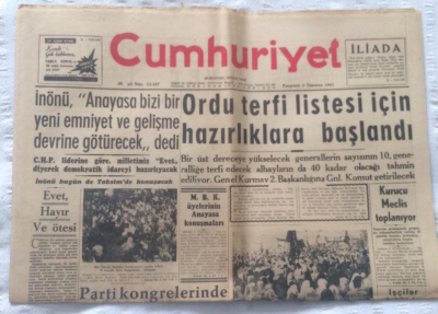 Cumhuriyet Gazetesi 3 Temmuz 1961 - İnönü,Anayasa Bizi Yeni Emniyet Ve Gelişme Dönemine Götürecek Dedi - GZ19394 - 1