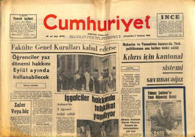 Cumhuriyet Gazetesi - 3 Temmuz 1968 - İTÜdeki İşgal Sona Erdi GZ99400 - 1