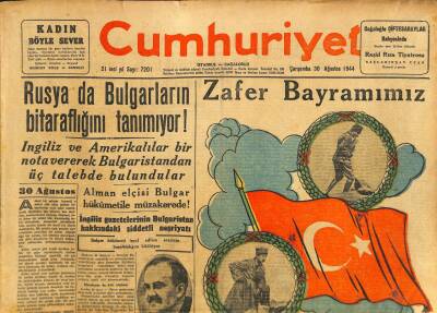 Cumhuriyet Gazetesi 30 Ağustos 1944 - İngiliz Gazetelerinin Bulgaristan Hakkındaki Şiddetli Neşriyatı GZ100963 - 2