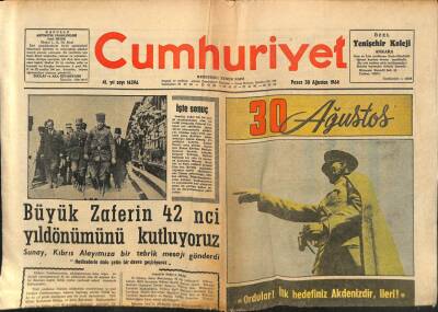 Cumhuriyet Gazetesi 30 Ağustos 1964 - Türkiye İş Bankası 40 Yaşında GZ88391 - 1