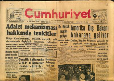 Cumhuriyet Gazetesi 30 Aralık 1957 - Pakistanda İslâm Konferansı Açıldı - Amerika Dış Bakanı Ankaraya Geliyor GZ121904 - 1