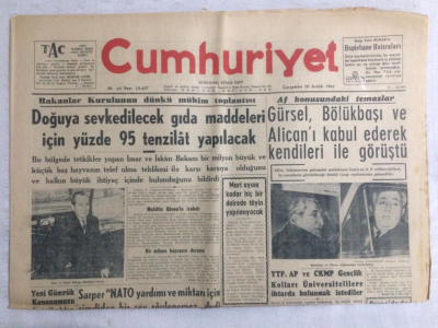 Cumhuriyet Gazetesi 30 Aralık 1961 - Sarper Nato Yardımı İçin Şimdiden Birşey Söylenemez Dedi - GZ19088 - 1