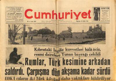 Cumhuriyet Gazetesi 30 Aralık 1963 - Makarios Kıbrıs Anayasasının Değiştirilmesinde Israr Ediyor GZ76063 - 1