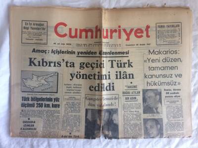Cumhuriyet Gazetesi 30 Aralık 1967 - Kıbrısta Geçici Türk Yönetimi İlan Edildi GZ73404 - 1