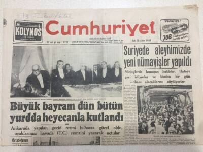 Cumhuriyet Gazetesi 30 Ekim 1951 - Suriyede Aleyhimizde Yeni Nümayişler Yapıldı GZ52680 - 1