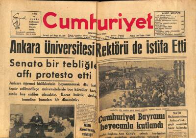 Cumhuriyet Gazetesi 30 Ekim 1960 - Atatürk Üniversitesi Rektörü de İstifa Etti GZ80096 - 1