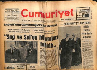 Cumhuriyet Gazetesi 30 Ekim 1966 - İnönü Sağ Ve Solun Hücumları Tabiidir GZ103144 - 1