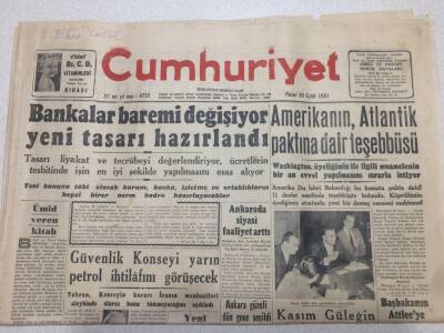 Cumhuriyet Gazetesi 30 Eylül 1951 - Bankalar Baremi Değişiyor Yeni Tasarı Hazırlandı GZ52690 - 1