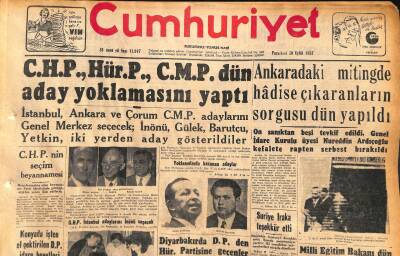 Cumhuriyet Gazetesi 30 Eylül 1957 - Tunus Silahlanıyor - Kalecik Ve Civarını Dün Seller Bastı GZ119656 - 1