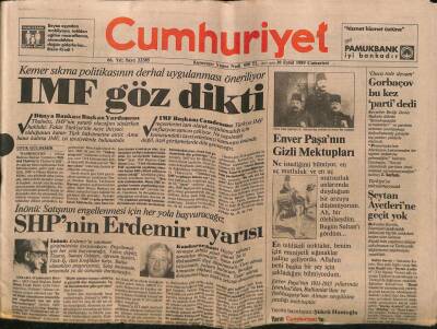 Cumhuriyet Gazetesi 30 Eylül 1989 - Türkan Şoray ve Rutkay Aziz, Duru`nun Vasiyet Filmi Ada `da GZ88002 - 1