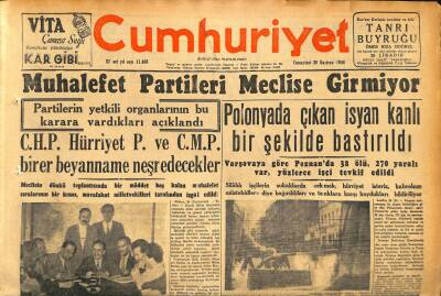 Cumhuriyet Gazetesi 30 Haziran 1956 - Polonyada Çıkan İsyan Kanlı Bir Şekilde Bastırıldı GZ119823 - 1