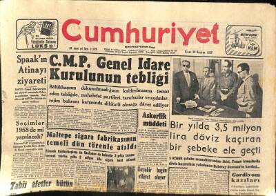 Cumhuriyet Gazetesi - 30 Haziran 1957 - Maltepe Sigara Fabrikasının Temeli Atıldı GZ110233 - 1