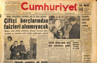 Cumhuriyet Gazetesi 30 Haziran 1963 - Mahalli Seçimlere Ait Kanun Tasarısı Meclis Gündemine Girdi - Çiftçi Borçlarından Faizleri Alınmıyacak GZ120711 - 1