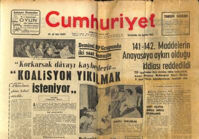 Cumhuriyet Gazetesi 30 Haziran 1965 - Demirel Koalisyon Yıkılmak İsteniyor GZ59099 - 1