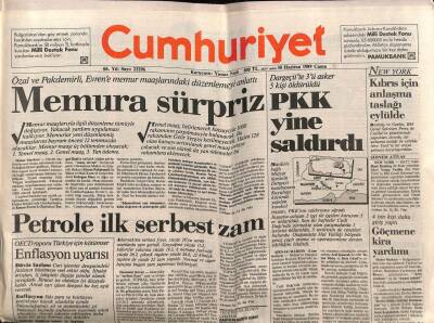Cumhuriyet Gazetesi 30 Haziran 1989 - Dargeçitte Pkk Yine Saldırdı GZ61214 - 2