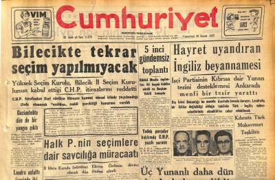 Cumhuriyet Gazetesi 30 Kasım 1957 - Bestekâr Necib Celâli Kaybettik - Bilecikte Tekrar Seçim Yapılmayacak GZ119735 - 1