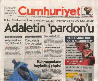 Cumhuriyet Gazetesi 30 Kasım 2018 - Fetö Sanığı Vali,Arınç Ve Çeliki Suçladı - Plastik Poşet Artık Paralı GZ95264 - 1