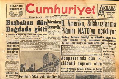 Cumhuriyet Gazetesi 30 Mayıs 1957 - Adapazarında Dün İki Şiddetli Deprem Oldu - Ispartayı Sel Bastı GZ119912 - 1