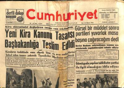 Cumhuriyet Gazetesi 30 Mayıs 1961 - Yeni Kira Tasarısı Kanunu Başkanlığa Teslim Edildi GZ103125 - 1