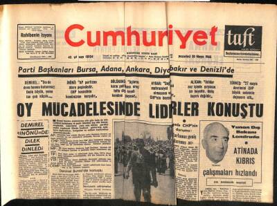 Cumhuriyet Gazetesi 30 Mayıs 1966 - Yunan Dış Bakanı Londrada , Atinada Kıbrıs Çalışmaları Hızlandı GZ98230 - 1