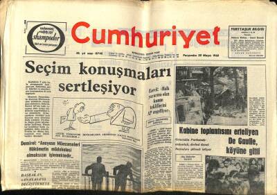 Cumhuriyet Gazetesi 30 Mayıs 1968 - Batı Almanyadaki İşçiler Öğrenci Gösterilerine Karşı Çıkmaya Çağrıldı GZ58955 - 1