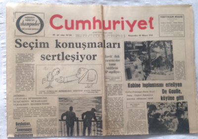 Cumhuriyet Gazetesi 30 Mayıs 1968 - Seçim Konuşmaları Sertleşiyor - GZ19289 - 1