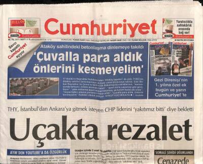 Cumhuriyet Gazetesi 30 Mayıs 2014 - THY , İstanbuldan Ankaraya Gitmek İsteyen CHP Liderini Yakıtımız Bitti Diye Bekletti GZ94574 - 1