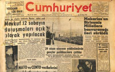Cumhuriyet Gazetesi 30 Nisan 1963 - Makariosun Birleşmiş Milletlere Başvuracağı İleri Sürüldü GZ120485 - 1