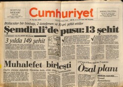 Cumhuriyet Gazetesi 30 Nisan 1987 - 3 Yılda 149 Şehit GZ62159 - 1