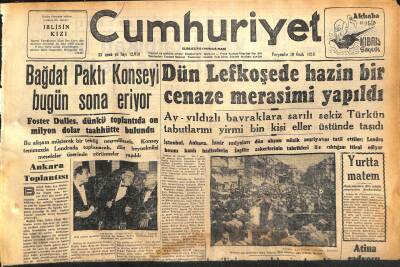 Cumhuriyet Gazetesi 30 Ocak 1958 - Dün Lefkoşede Hazin Bir Cenaze Merasimi Yapıldı GZ120378 - 1