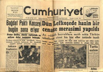 Cumhuriyet Gazetesi 30 Ocak 1958 - Lefkoşede Hazin Bir Cenaze Merasim Yapıldı GZ78033 - 1
