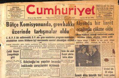 Cumhuriyet Gazetesi 30 Ocak 1960 - Afyonda Bir Linyit Ocağında Çökme Oldu - Celal Bayar Zonguldağa Gitti GZ119983 - 1