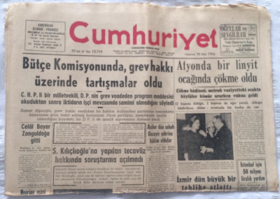 Cumhuriyet Gazetesi 30 Ocak 1960 - Bütçe Komisyonunda,Grev Hakkı Üzerinde Tartışmalar Oldu - GZ19375 - 1